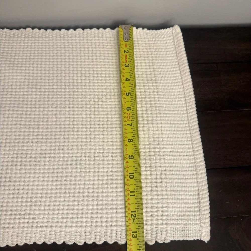 Tommy Hilfiger Waffle Weave Placemats Set of 6 Cream Cotton Textured Table Mats